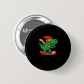 Snowboarden Dinosaur T-rex Snowboarder Funny Wint Button (Vorne & Hinten)