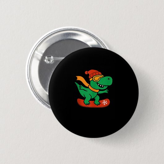 Snowboarden Dinosaur T-rex Snowboarder Funny Wint Button (Vorne & Hinten)
