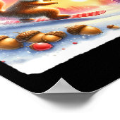 Snowboarden Eichhörnchen auf frostiger Steigung be Poster (Ecke)