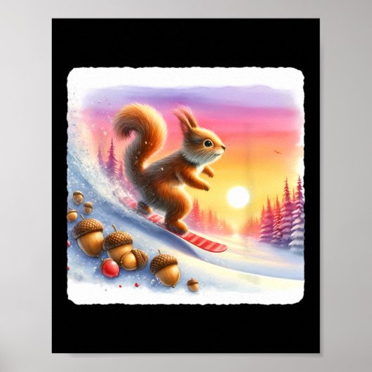 Snowboarden Eichhörnchen auf frostiger Steigung be Poster (Vorne)