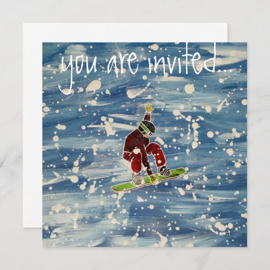 Snowboarden Einladung (Vorne/Hinten)