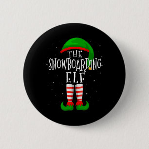 Snowboarden Elf Funny Matching Family Group X Button