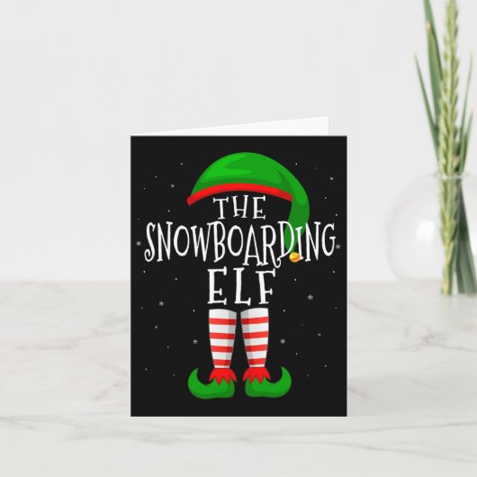 Snowboarden Elf Funny Matching Family Group X Karte (Vorderseite)