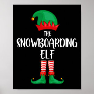Snowboarden Elf Weihnachts-Party Matching Familie Poster
