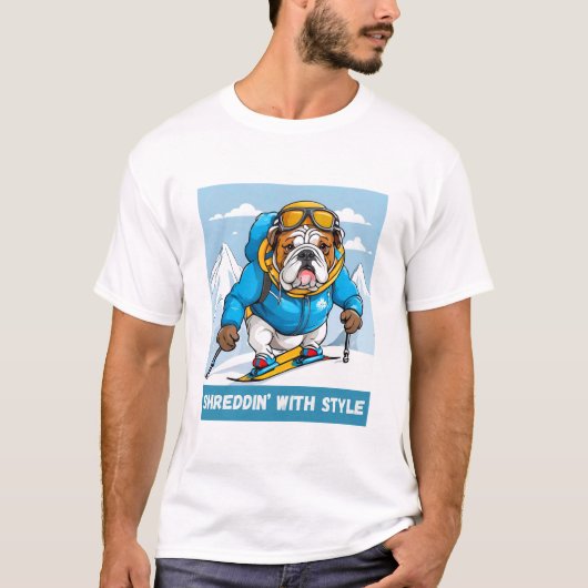 Snowboarden English Bulldog Shreddin" mit Stil T-Shirt (Vorderseite)