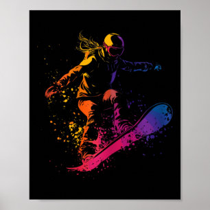 Snowboarden Farbe Paint Splash Snowboarder Downhi Poster