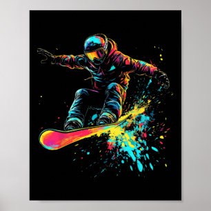 Snowboarden Farbe Paint Splash Snowboarder Downhi Poster