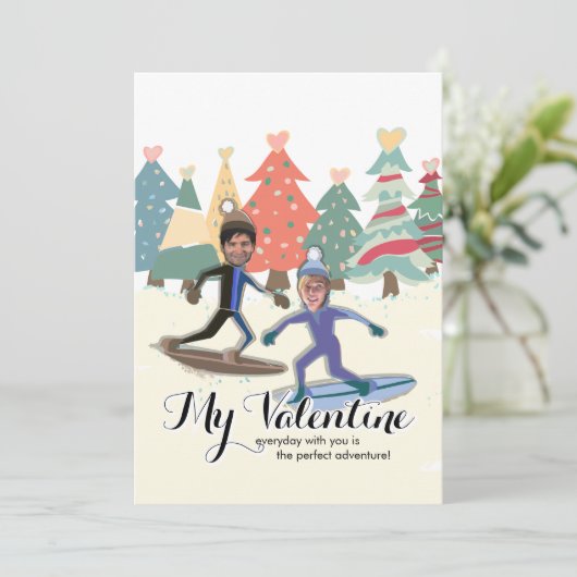 Snowboarden Feiertagskarte (Stehend Vorderseite)