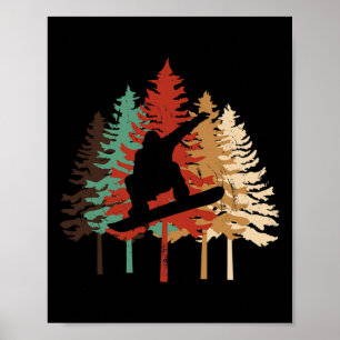 Snowboarden Geschenk Design Vintage Pine Tree Stil Poster
