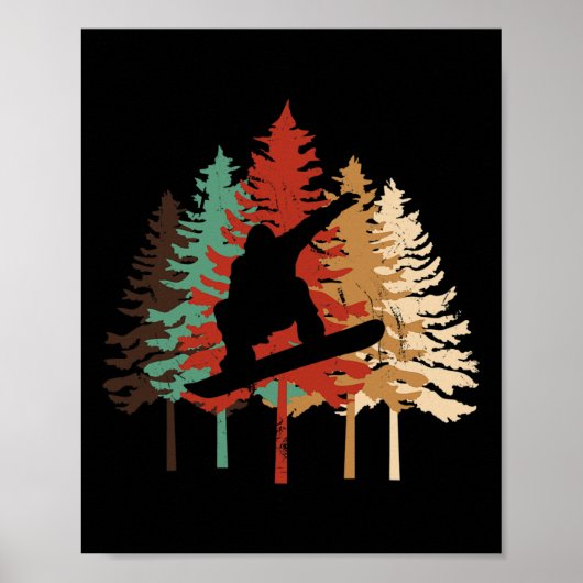 Snowboarden Geschenk Design Vintage Pine Tree Stil Poster (Vorne)