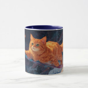 Snowboarden Ginger Kitten Cartoon Art Tasse