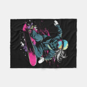 Snowboarden Girl Graphic Fleecedecke (Vorderseite (Horizontal))