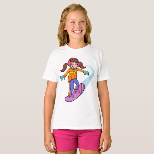 Snowboarden Girl Snow Fun T - Shirt (Vorne ganz)