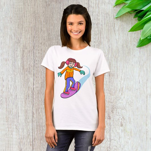 Snowboarden Girl Snow Fun T - Shirt