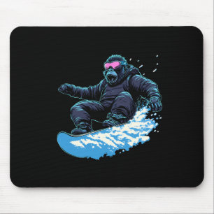 Snowboarden - Gorilla auf dem Snowboard-Schnee Mousepad