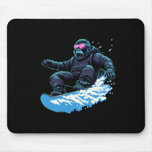 Snowboarden - Gorilla auf dem Snowboard-Schnee Mousepad (Vorne)