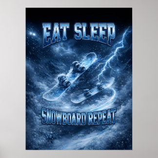 Snowboarden im Retro-Stil Poster
