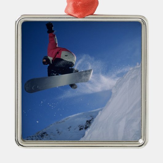 Snowboarden im Snowbird Resort, Utah (MR) Ornament Aus Metall (Vorne)