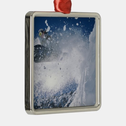 Snowboarden im Snowbird Resort, Wasatch Silbernes Ornament (Rechts)