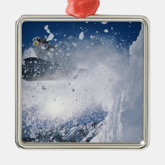 Snowboarden im Snowbird Resort, Wasatch Silbernes Ornament (Vorne)