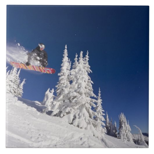 Snowboarden im Whitefish Mounort Fliese (Vorderseite)