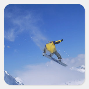 Snowboarden in der Grizzly Gulch, Little Cottonwoo Quadratischer Aufkleber
