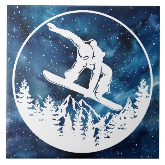 Snowboarden Keramik Tile Fliese (Vorderseite)