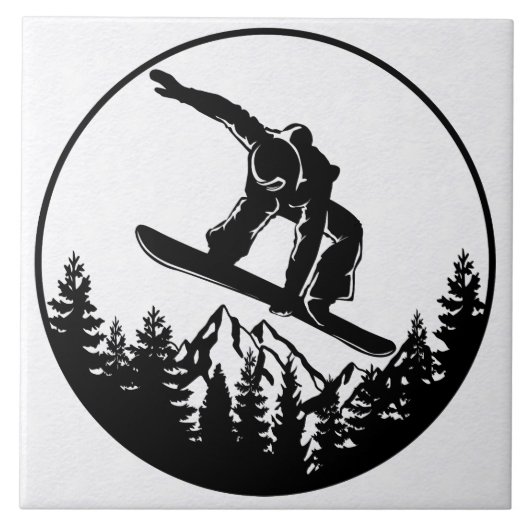 Snowboarden Keramik Tile Fliese (Vorderseite)