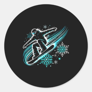 Snowboarden Lustiges Snowboard Snowboarder Fahrt W Runder Aufkleber