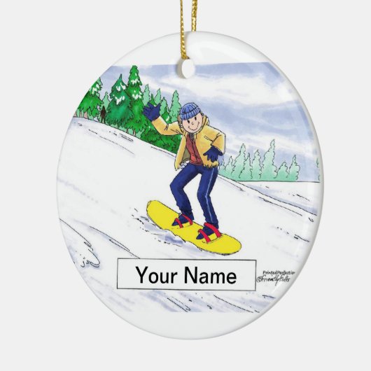 Snowboarden - Männlich Keramik Ornament (Links)