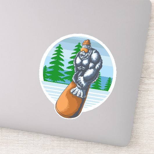 Snowboarden mit Bigfoot Aufkleber (Detail)