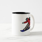 Snowboarden mit meiner Katze Zweifarbige Tasse (VorderseiteRechts)