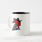 Snowboarden mit meiner Katze Zweifarbige Tasse (Vorderseite Links)