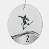 Snowboarden Monogram Snowboard Keramik Ornament (Links)