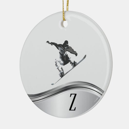 Snowboarden Monogram Snowboard Keramik Ornament (Links)