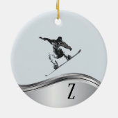 Snowboarden Monogram Snowboard Keramik Ornament (Hinten)