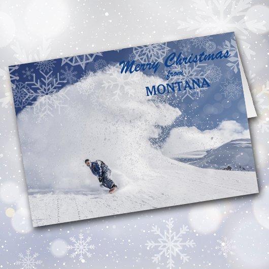 Snowboarden Montana Snowflake Weihnachtskarte