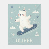 Snowboarden Niedlicher Polarbär Fleecedecke (Vorderseite)