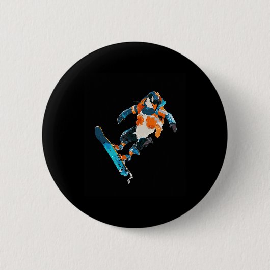 Snowboarden Pinguin Wintersport Spaß Button (Vorderseite)