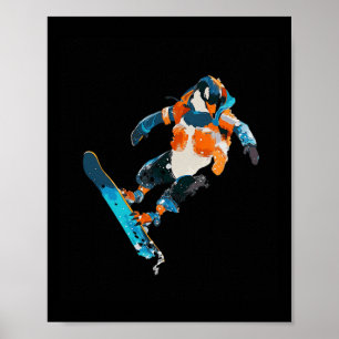 Snowboarden Pinguin Wintersport Spaß Poster