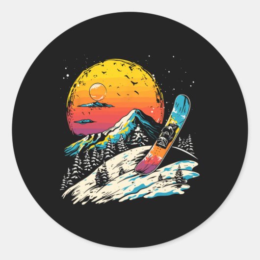 Snowboarden Portrait Wintersport Runder Aufkleber (Vorderseite)