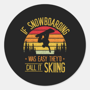 Snowboarden Retro Skifahren auf Schnee Snowboarder Runder Aufkleber