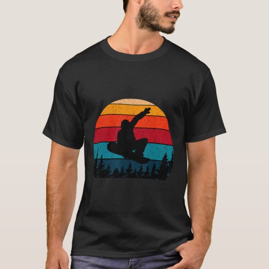 Snowboarden Retro Vintag Sunset Skier T-Shirt (Vorderseite)