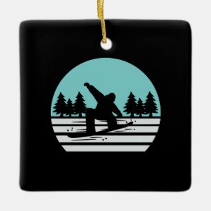 Snowboarden Retro Vintage Keramikornament