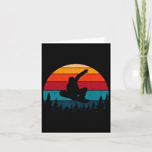 Snowboarden Retro Vintage Sonnenuntergang Skifahre Karte