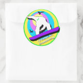 Snowboarden Runder Aufkleber (Tasche)