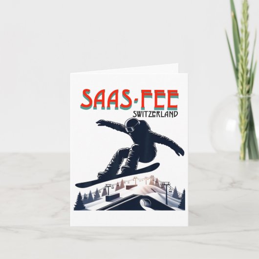 Snowboarden Saas-Fee Schweiz Karte (Vorderseite)