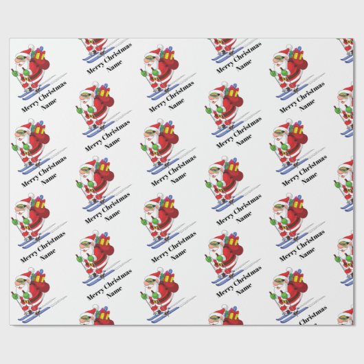 Snowboarden Santa Claus Muster Personalisierten We Geschenkpapier (Flach)