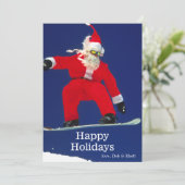 Snowboarden Santa Feiertagskarte (Stehend Vorderseite)