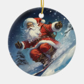 Snowboarden Santa Keramik Ornament (Vorne)